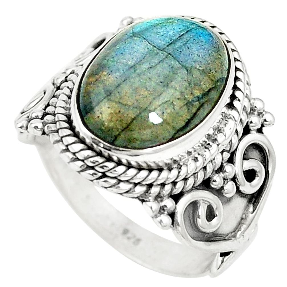 Natural blue labradorite 925 sterling silver ring jewelry size 7 m40489