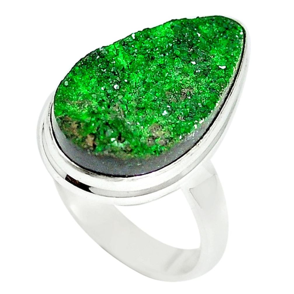 Natural green uvarovite garnet 925 sterling silver ring size 6.5 m4101