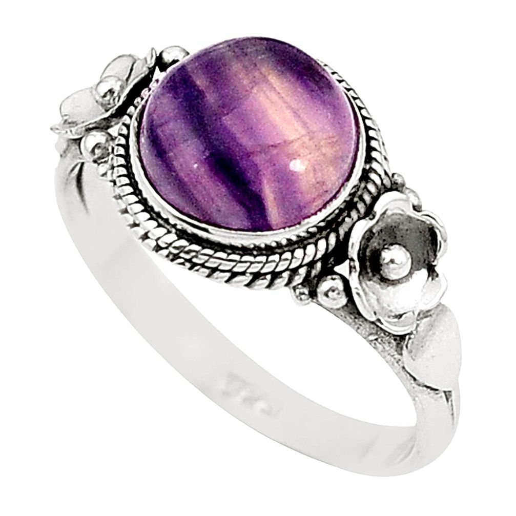 925 sterling silver natural multi color fluorite ring jewelry size 8 m42400
