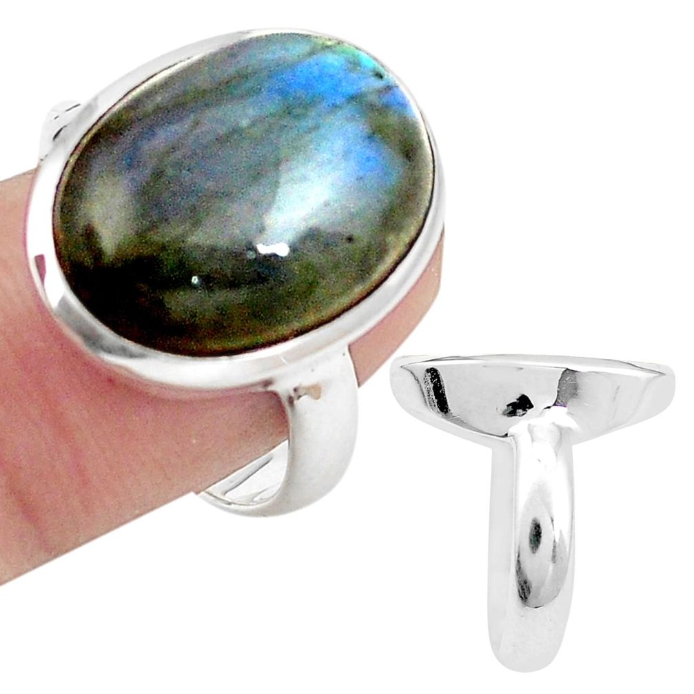 Natural blue labradorite 925 sterling silver ring jewelry size 8 m43108