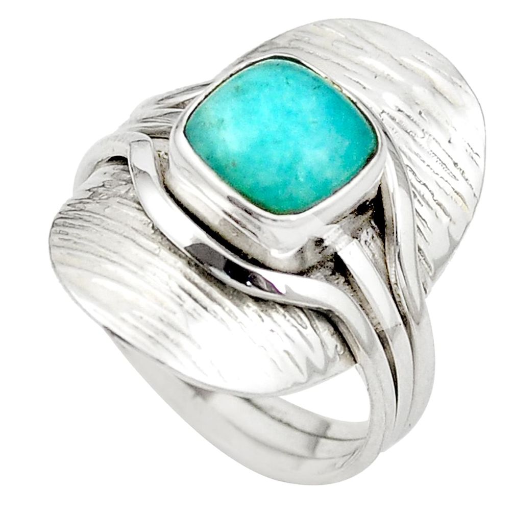 925 sterling silver natural green peruvian amazonite ring jewelry size 8 m43936