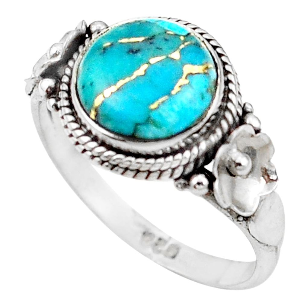 Blue copper turquoise 925 sterling silver ring jewelry size 7.5 m44051