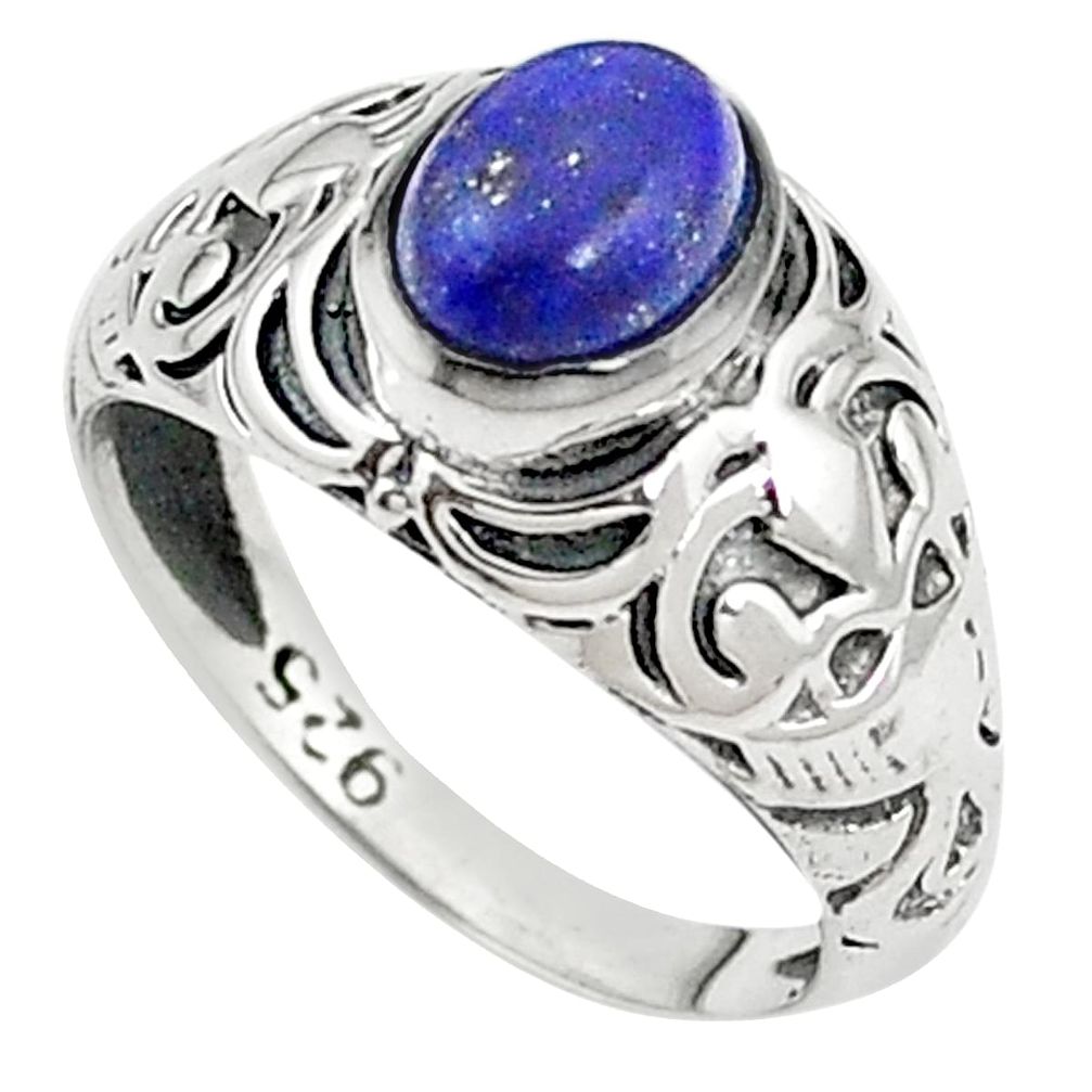 Natural blue lapis lazuli 925 sterling silver ring jewelry size 7 m45948