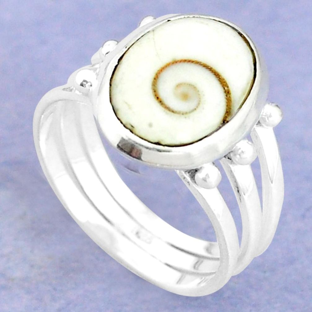 Natural white shiva eye 925 sterling silver ring jewelry size 8.5 m5293