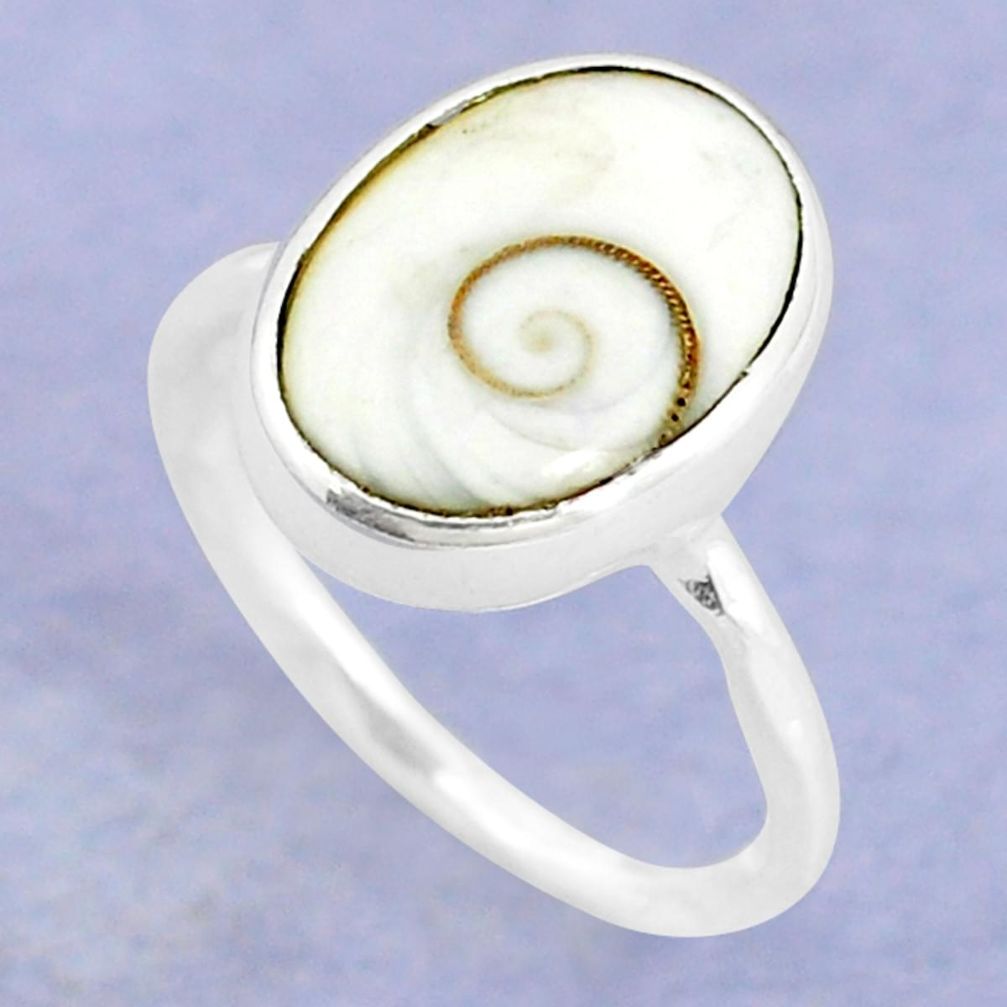 Natural white shiva eye 925 sterling silver ring jewelry size 7 m5297