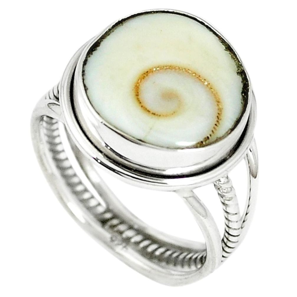 Natural white shiva eye 925 sterling silver ring jewelry size 7 m5505