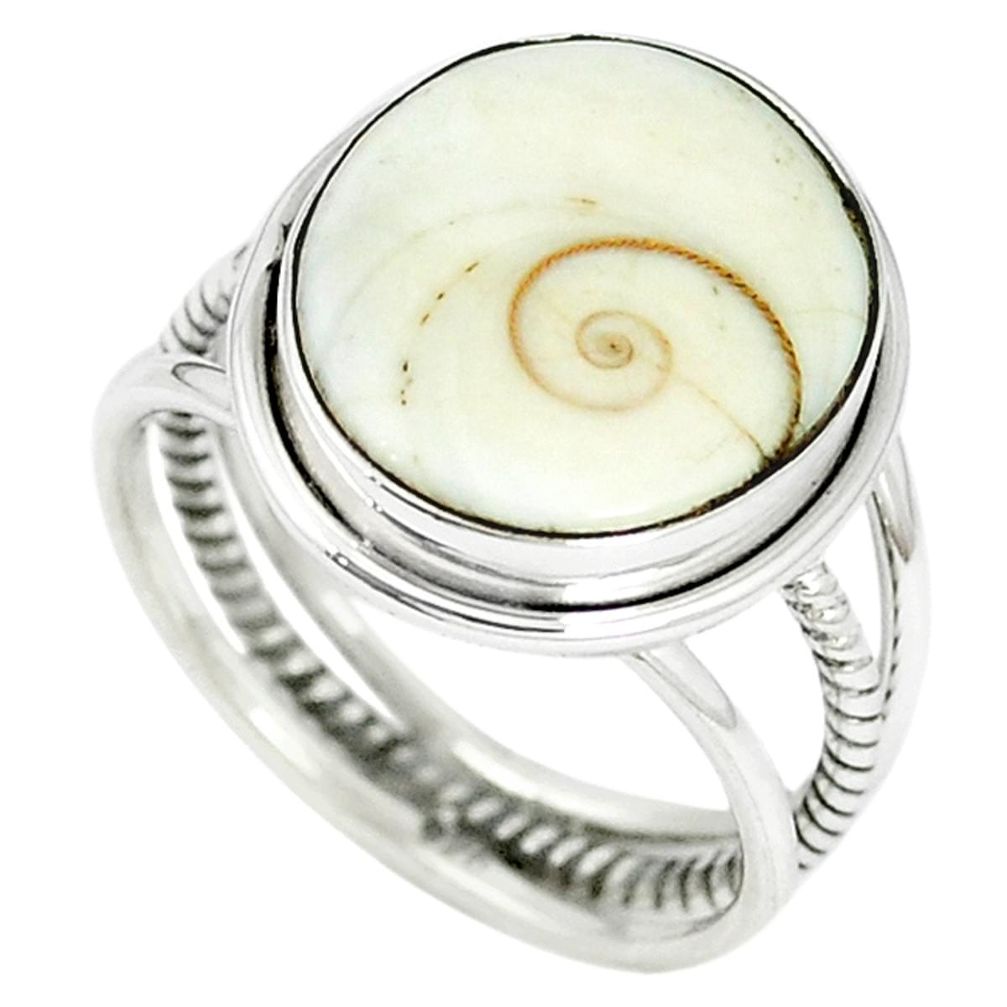 Natural white shiva eye 925 sterling silver ring jewelry size 6.5 m5513