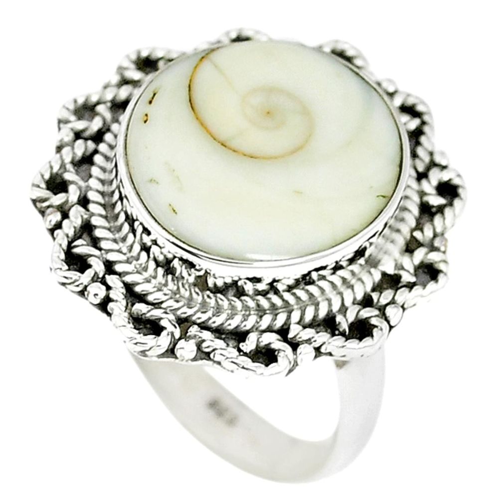 Natural white shiva eye 925 sterling silver ring jewelry size 7.5 m5530