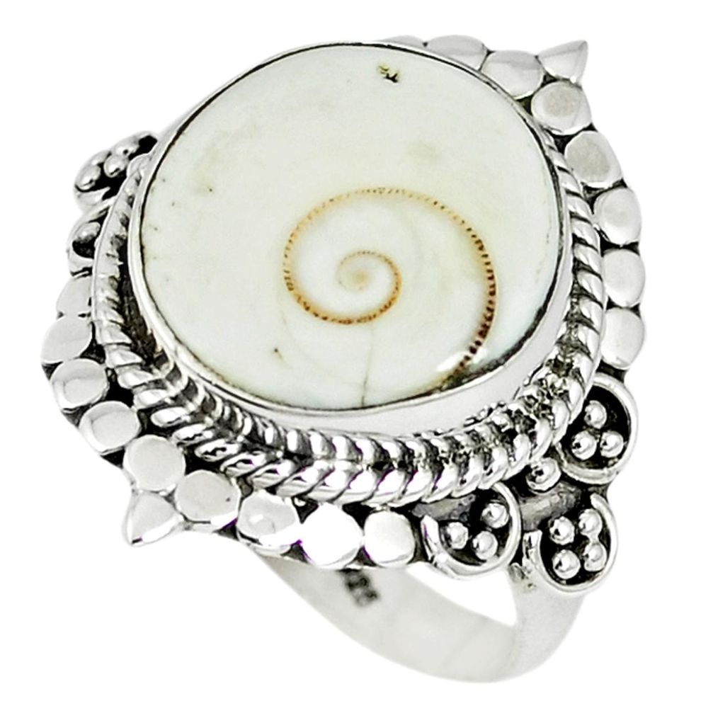 Natural white shiva eye 925 sterling silver ring jewelry size 8 m5560