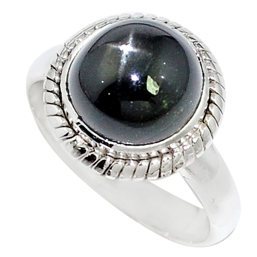 925 sterling silver natural black star round ring jewelry size 8 m6127
