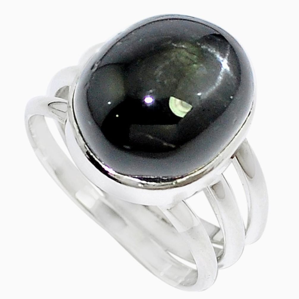 Natural black star 925 sterling silver ring jewelry size 8 m6132