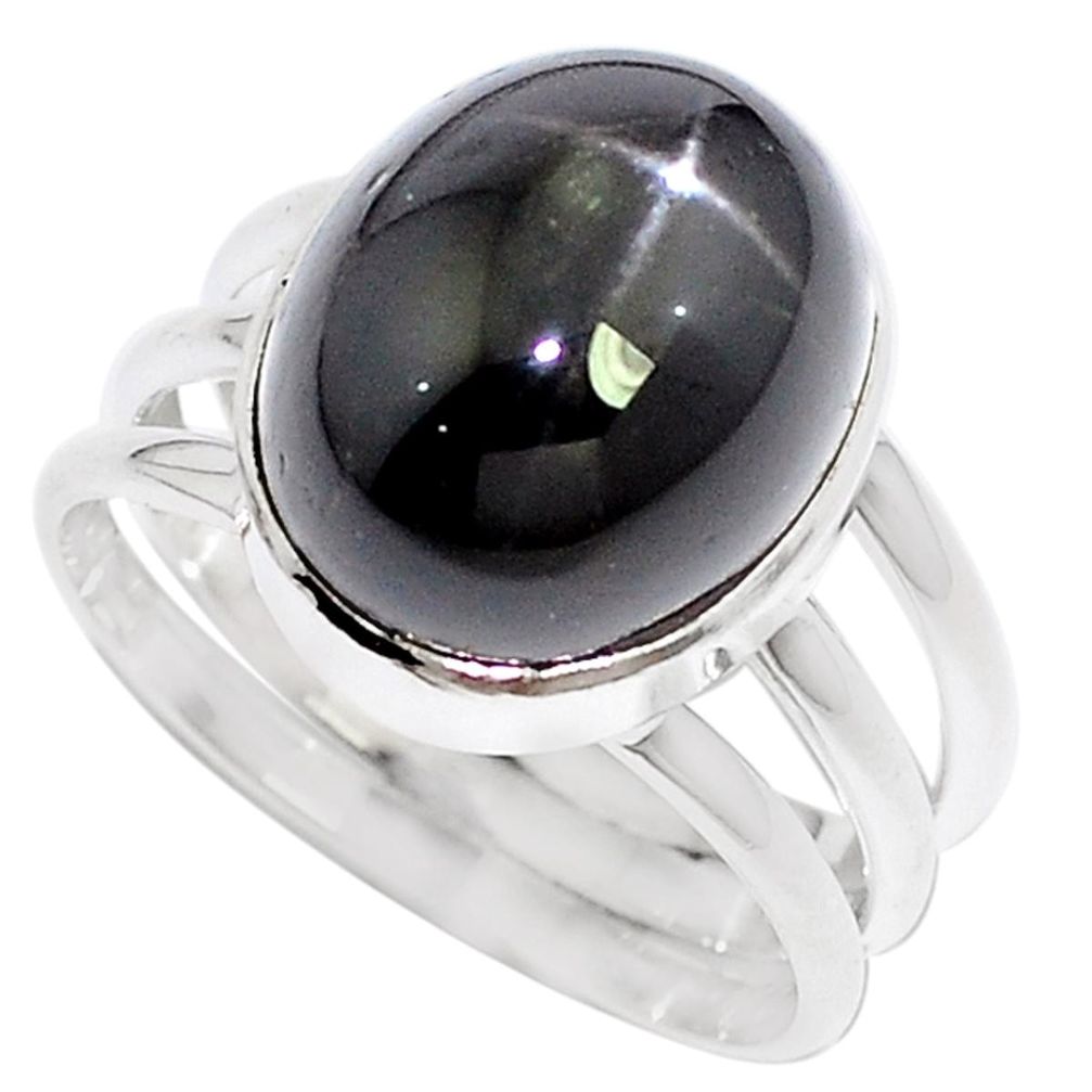 Natural black star 925 sterling silver ring jewelry size 9.5 m6133