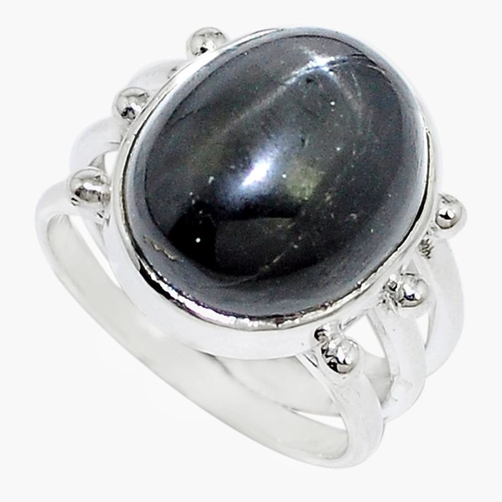 Natural black star 925 sterling silver ring jewelry size 6 m6136