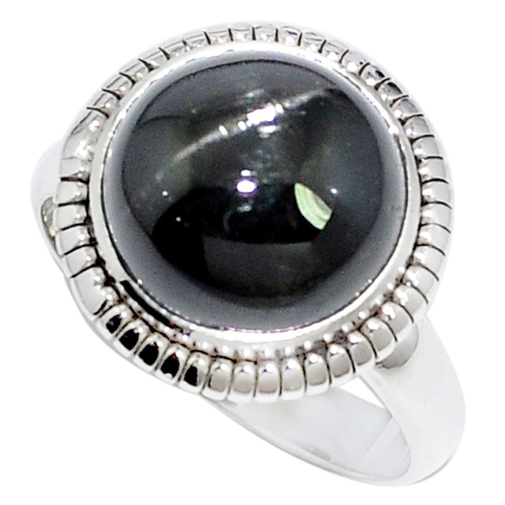 925 sterling silver natural black star round ring jewelry size 8 m6139