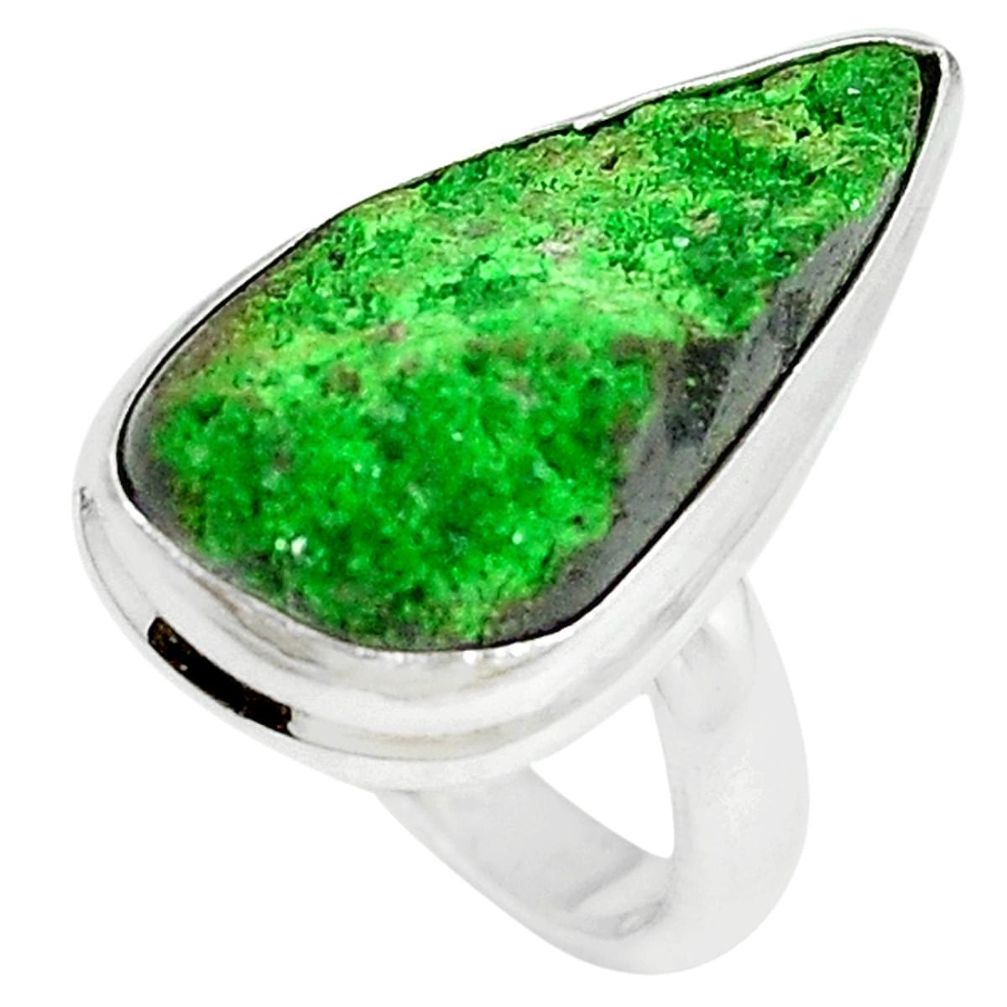 Natural green uvarovite garnet 925 sterling silver ring size 5 m9219