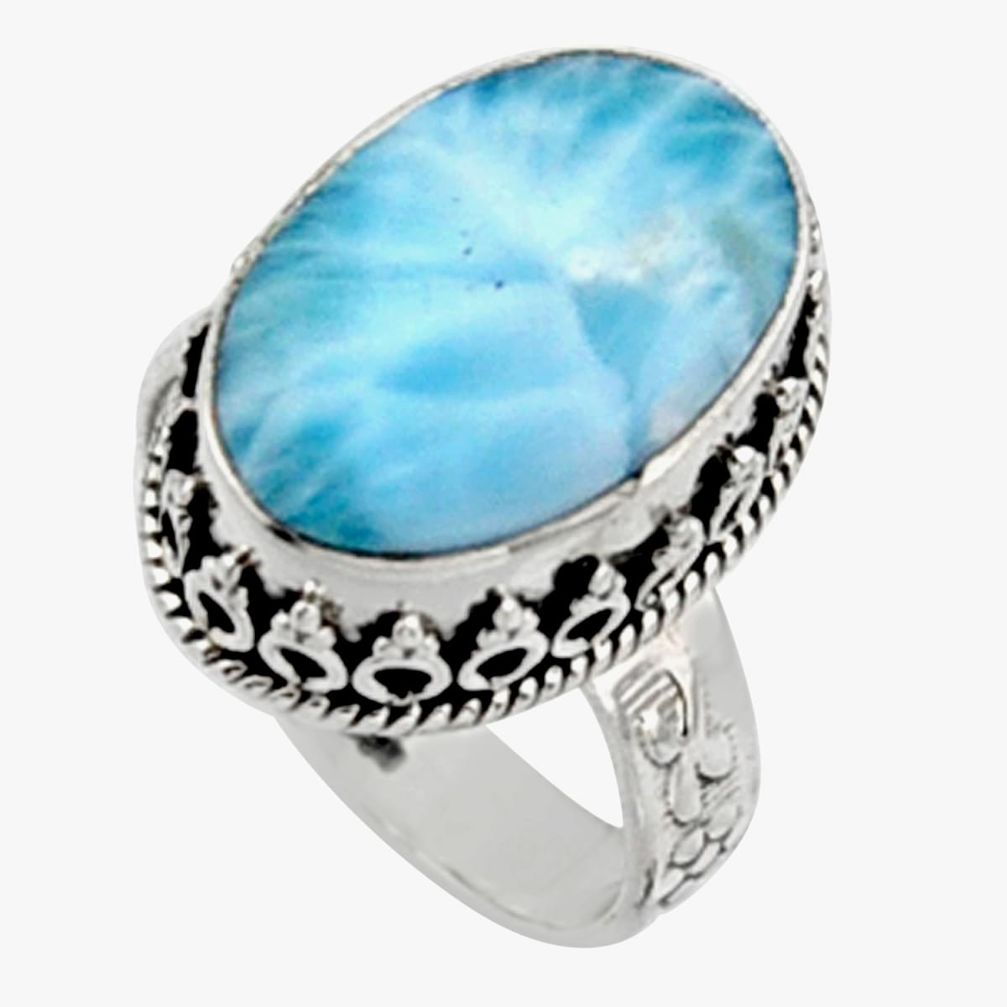 10.89cts natural blue larimar 925 silver solitaire ring jewelry size 7.5 r10001