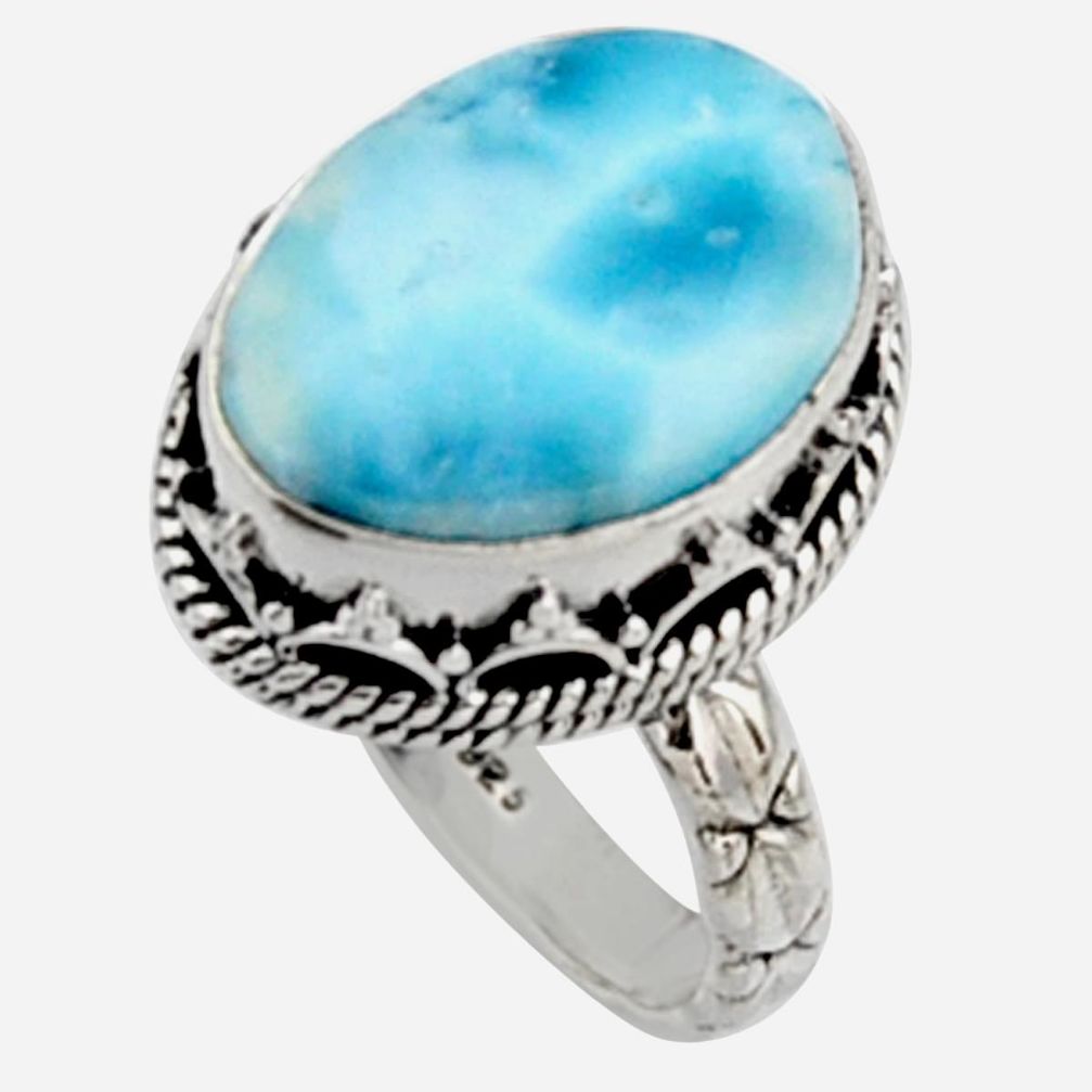 11.45cts natural blue larimar 925 silver solitaire ring jewelry size 8.5 r10006