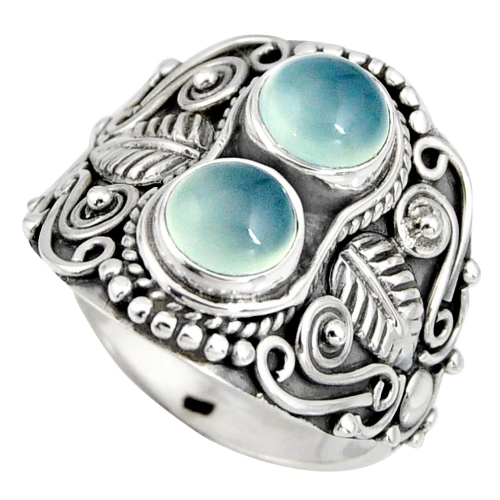 2.54cts natural aqua chalcedony 925 sterling silver ring jewelry size 8.5 r10333