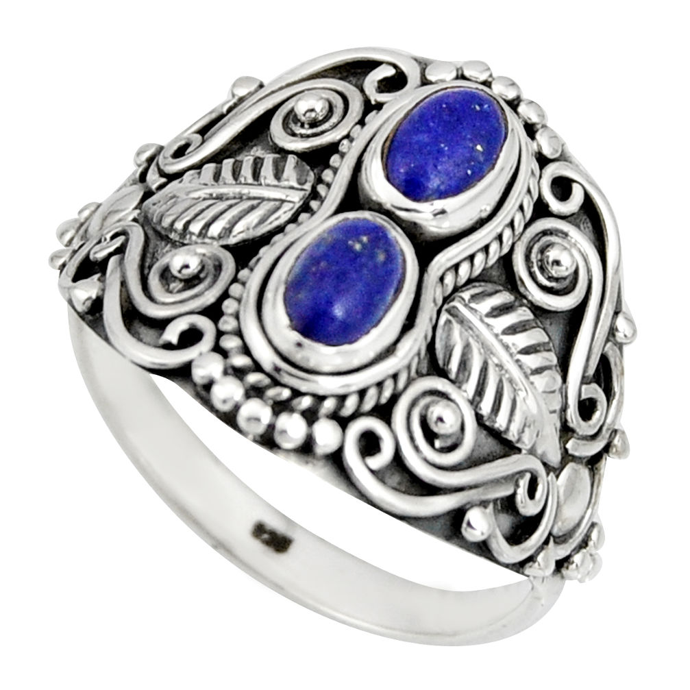 2.19cts natural blue lapis lazuli 925 sterling silver ring jewelry size 9 r10336