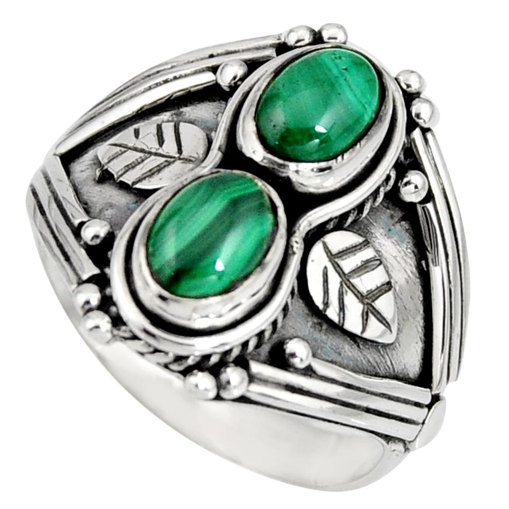 925 silver 3.13cts natural green malachite (pilot's stone) ring size 9 r10337