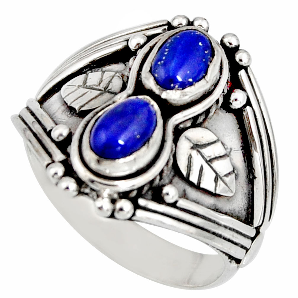 2.01cts natural blue lapis lazuli 925 sterling silver ring size 7.5 r10341