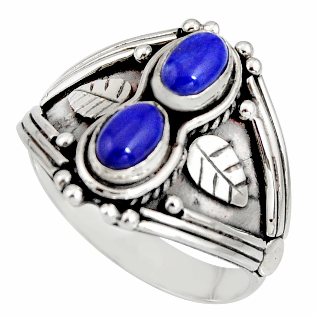 2.19cts natural blue lapis lazuli 925 sterling silver ring jewelry size 9 r10342