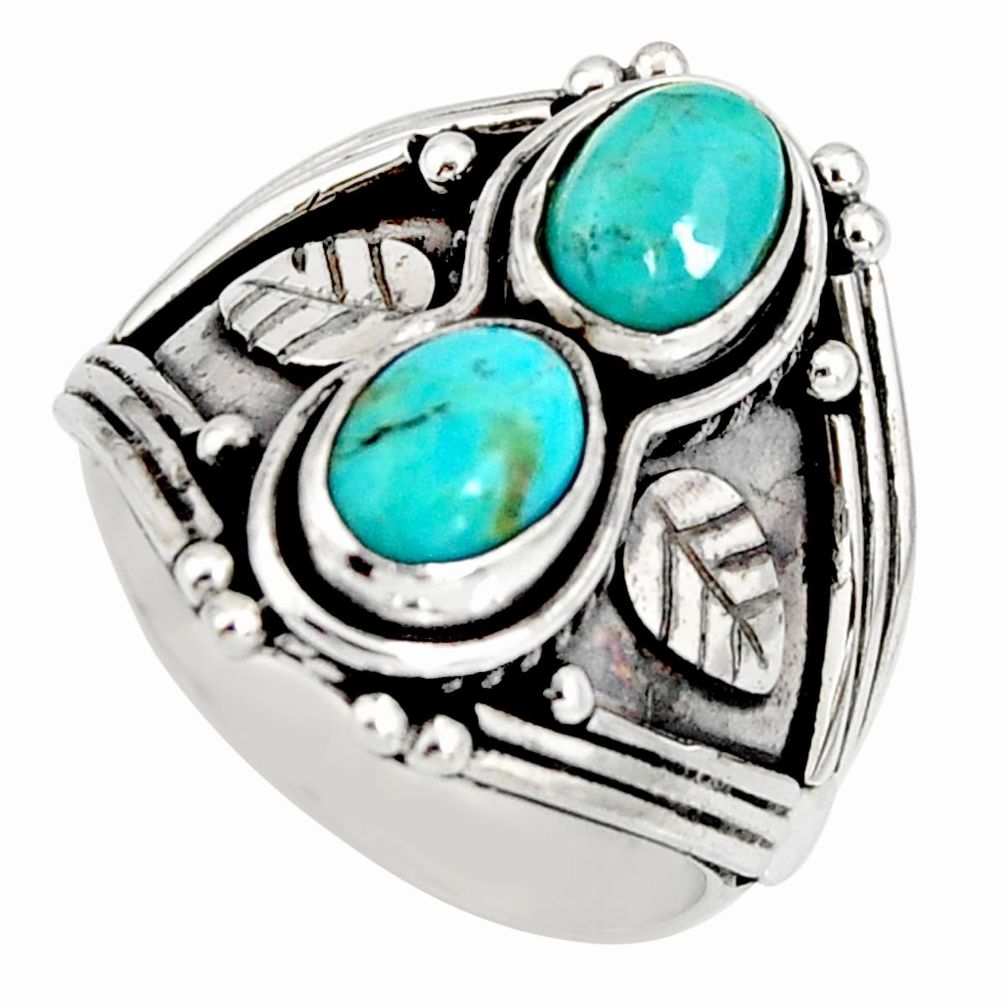 925 sterling silver 3.41cts blue arizona mohave turquoise ring size 7 r10349