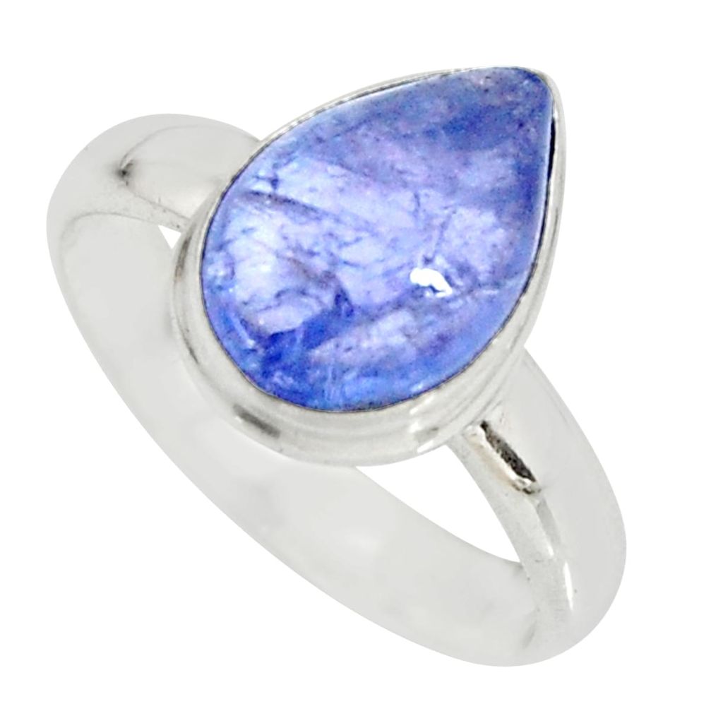 4.05cts natural blue tanzanite 925 silver solitaire ring jewelry size 7 r10403