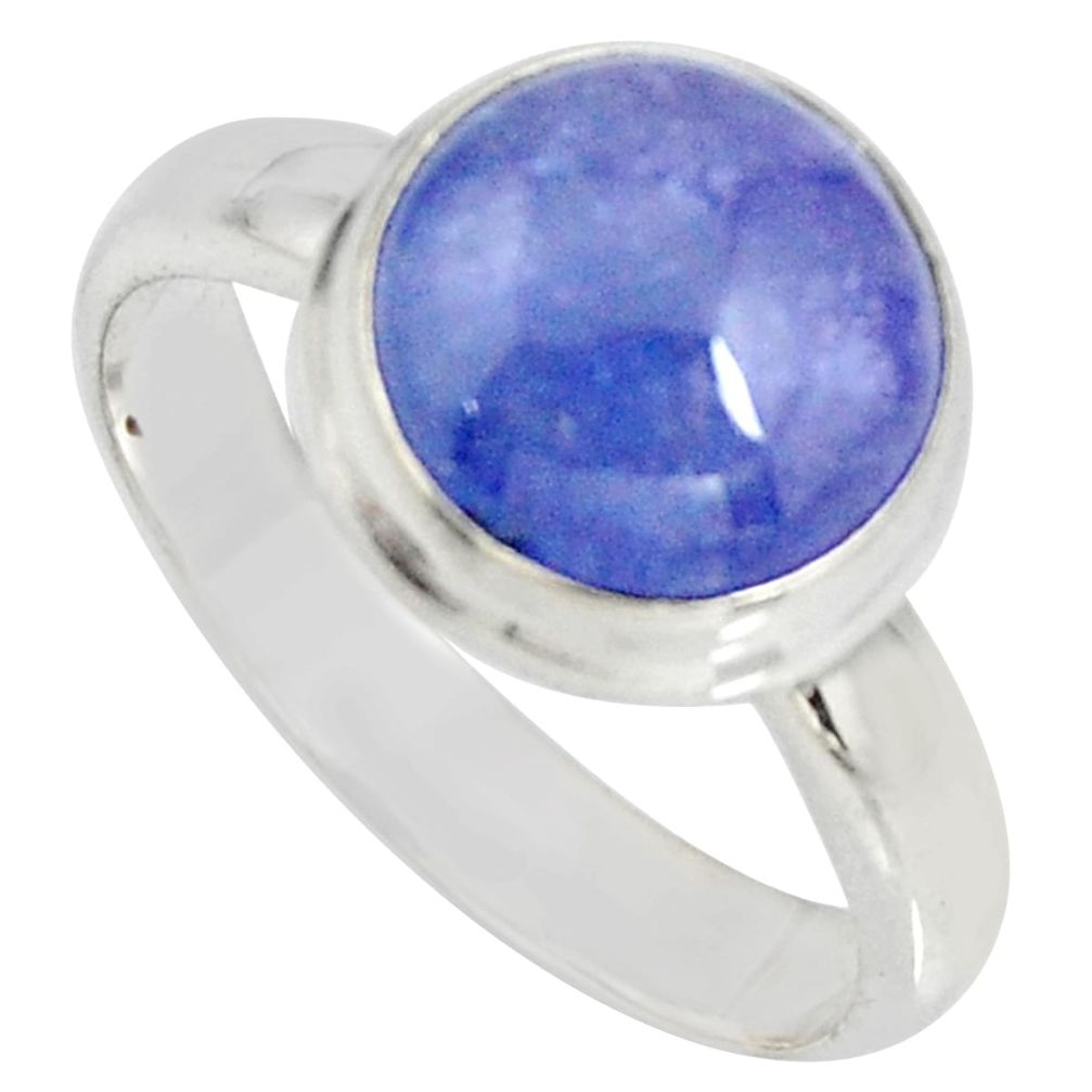 5.38cts natural blue tanzanite 925 silver solitaire ring jewelry size 7.5 r10405