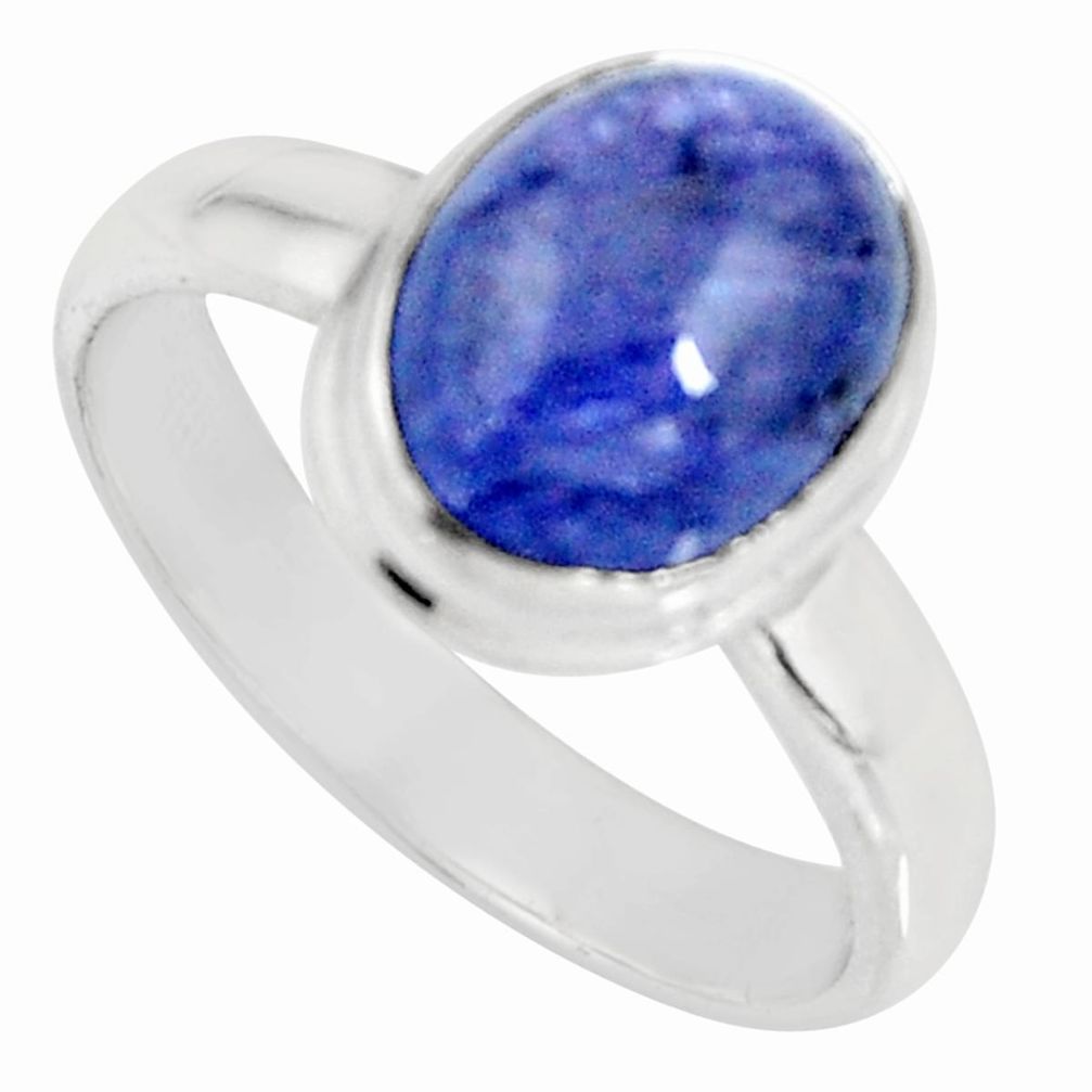 4.22cts natural blue tanzanite 925 silver solitaire ring jewelry size 7 r10406