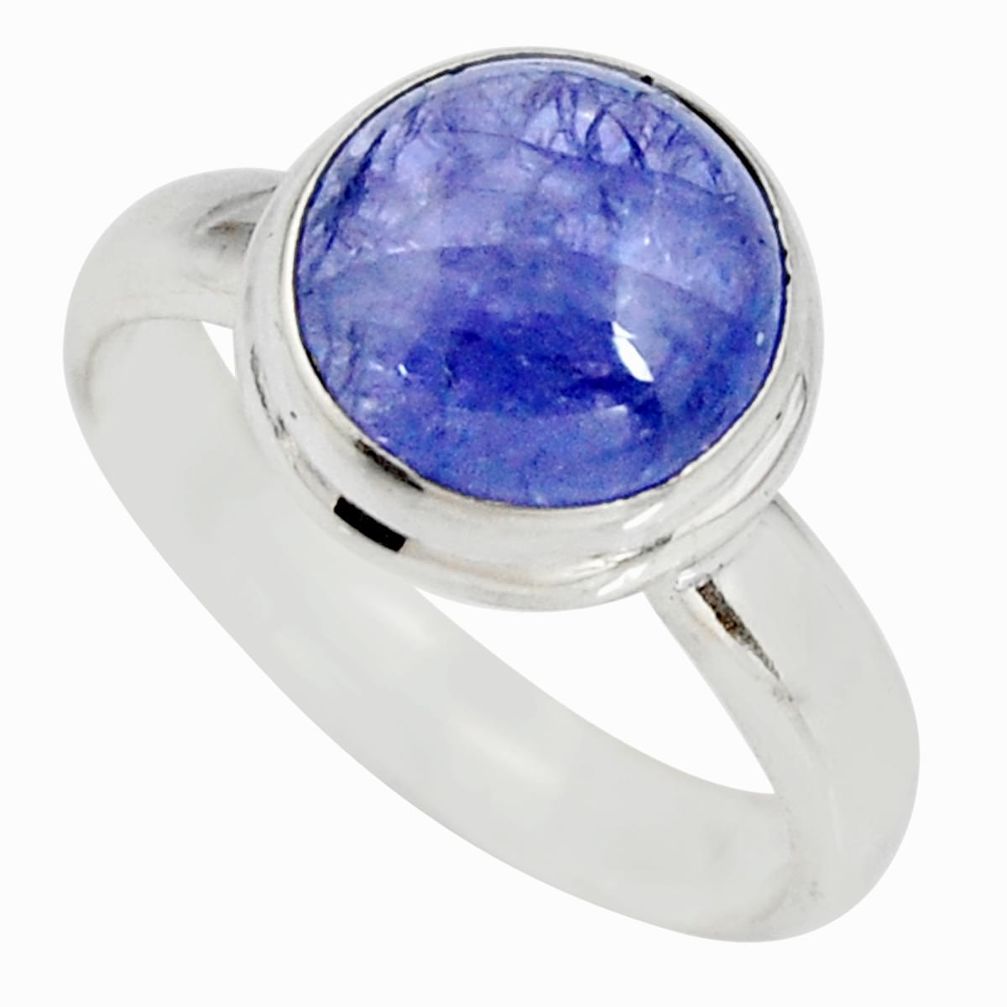 5.10cts natural blue tanzanite 925 silver solitaire ring jewelry size 7.5 r10408
