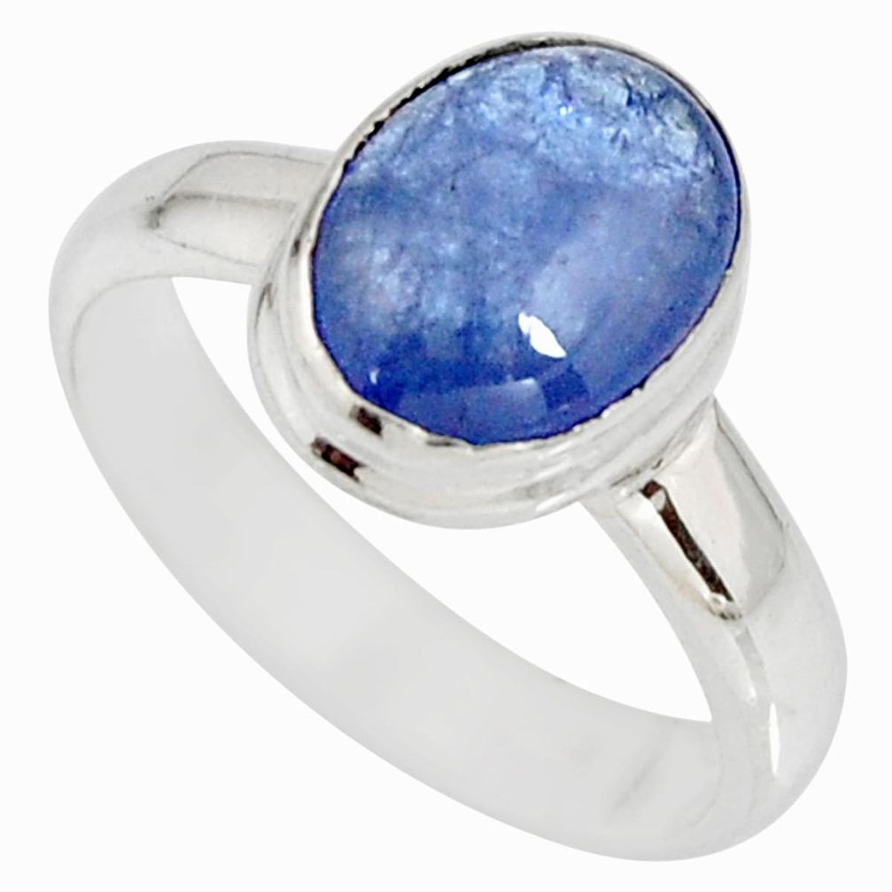 3.51cts natural blue tanzanite 925 silver solitaire ring jewelry size 5.5 r10410