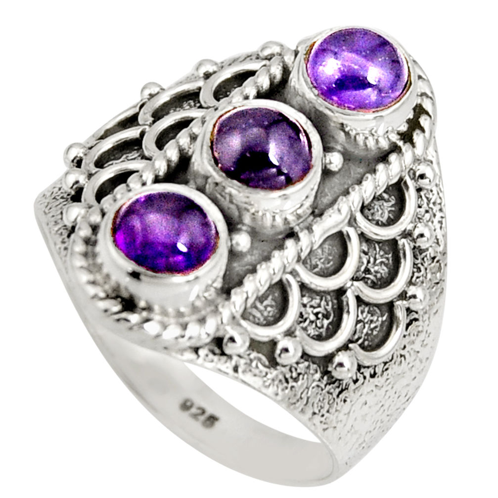 2.94cts natural purple amethyst 925 sterling silver ring jewelry size 7.5 r10422