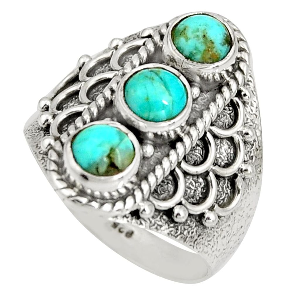 2.85cts green arizona mohave turquoise 925 sterling silver ring size 7.5 r10427