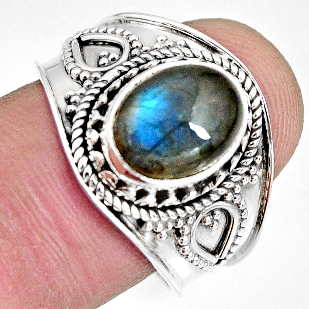 4.03cts natural blue labradorite 925 silver solitaire ring jewelry size 9 r10489