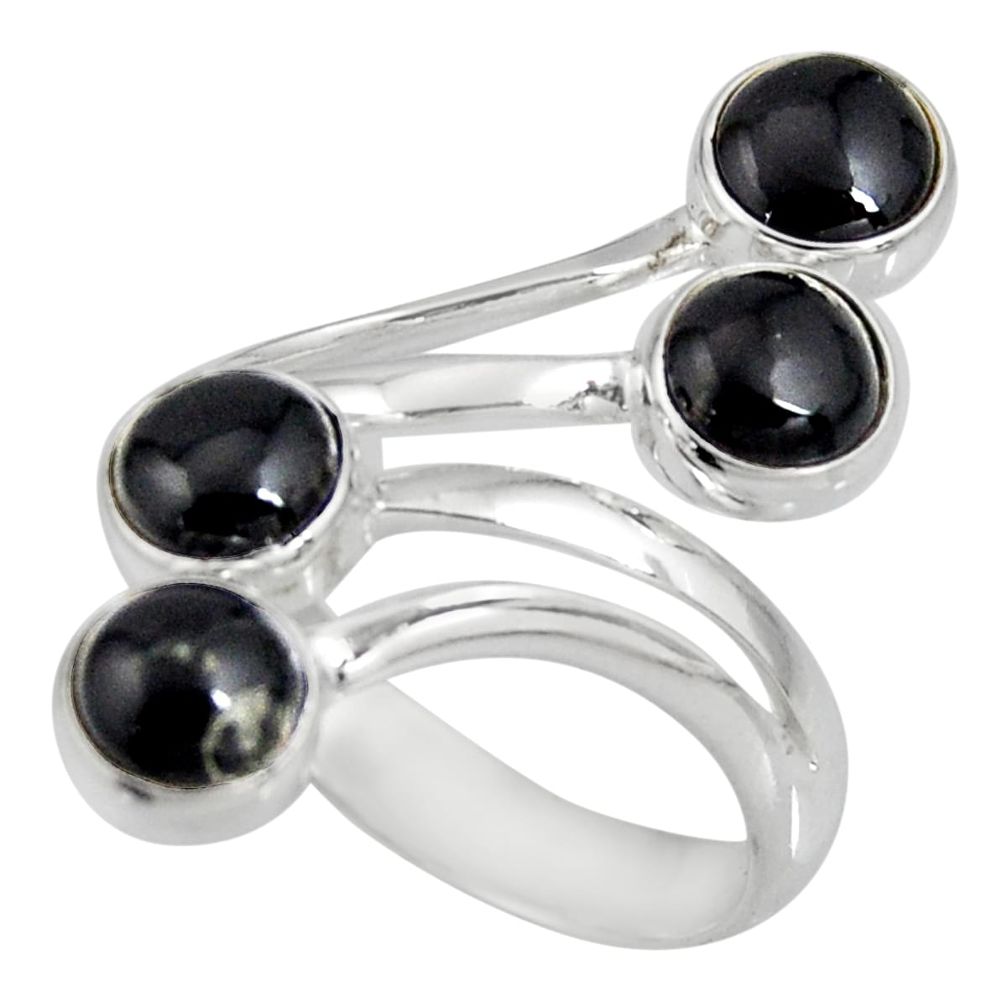 5.30cts natural black onyx 925 sterling silver adjustable ring size 9 r10521