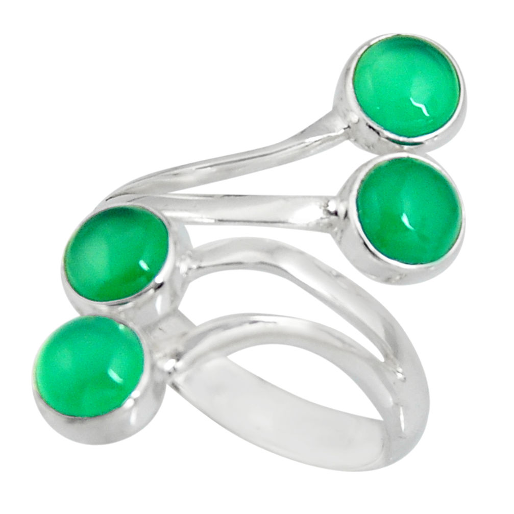 5.28cts natural green chalcedony 925 silver adjustable ring size 8 r10523