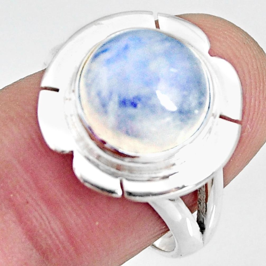 5.52cts natural rainbow moonstone 925 silver solitaire ring size 7 r10532