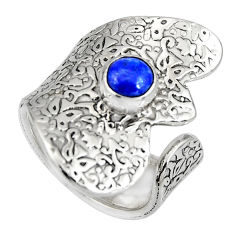 1.41cts natural blue lapis lazuli 925 silver adjustable ring size 5.5 r10541