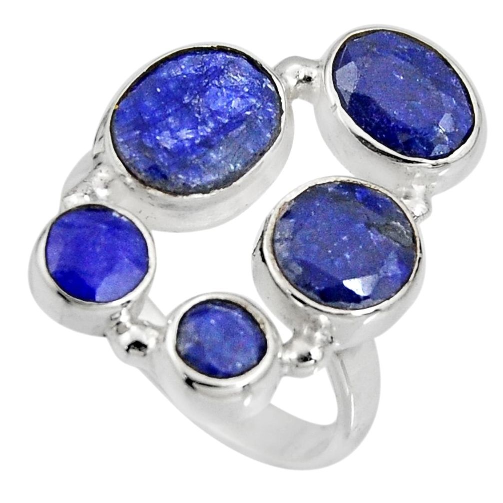 10.04cts natural blue sapphire 925 sterling silver ring jewelry size 8 r10551