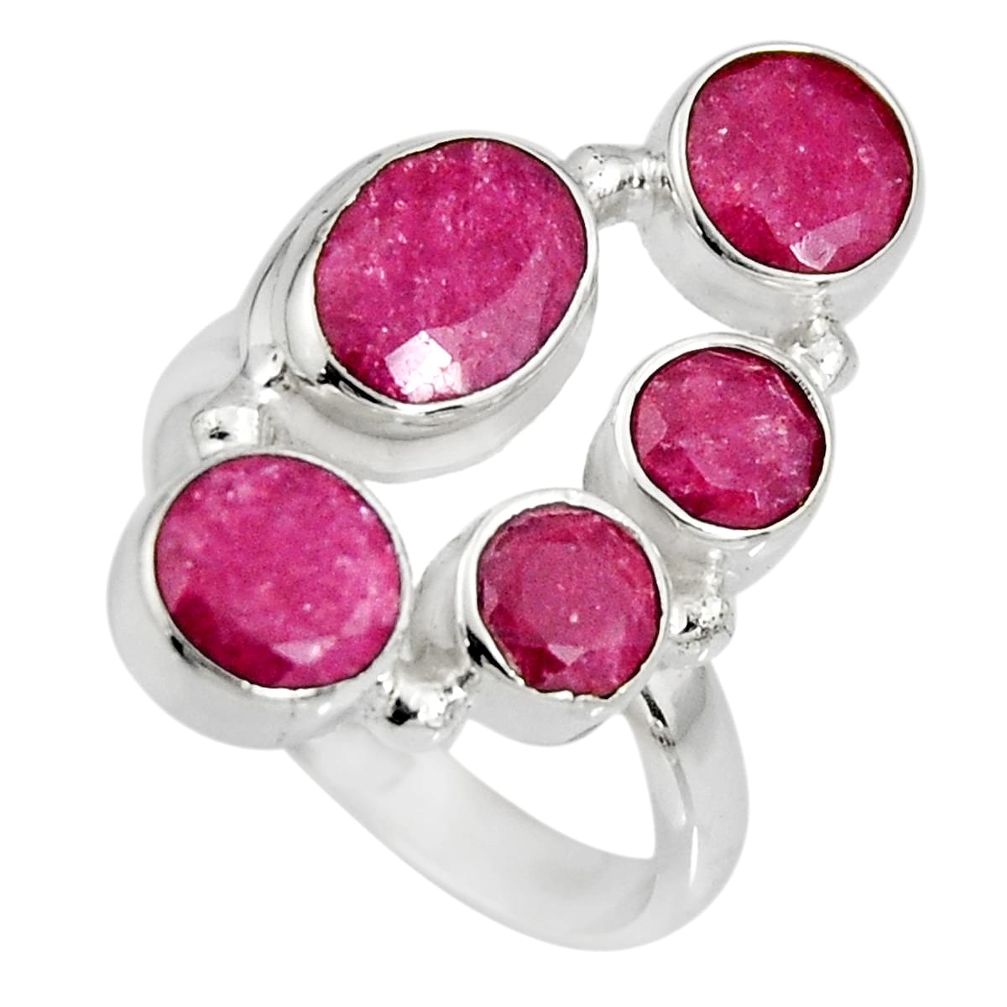 6.48cts natural red ruby 925 sterling silver ring jewelry size 5.5 r10553