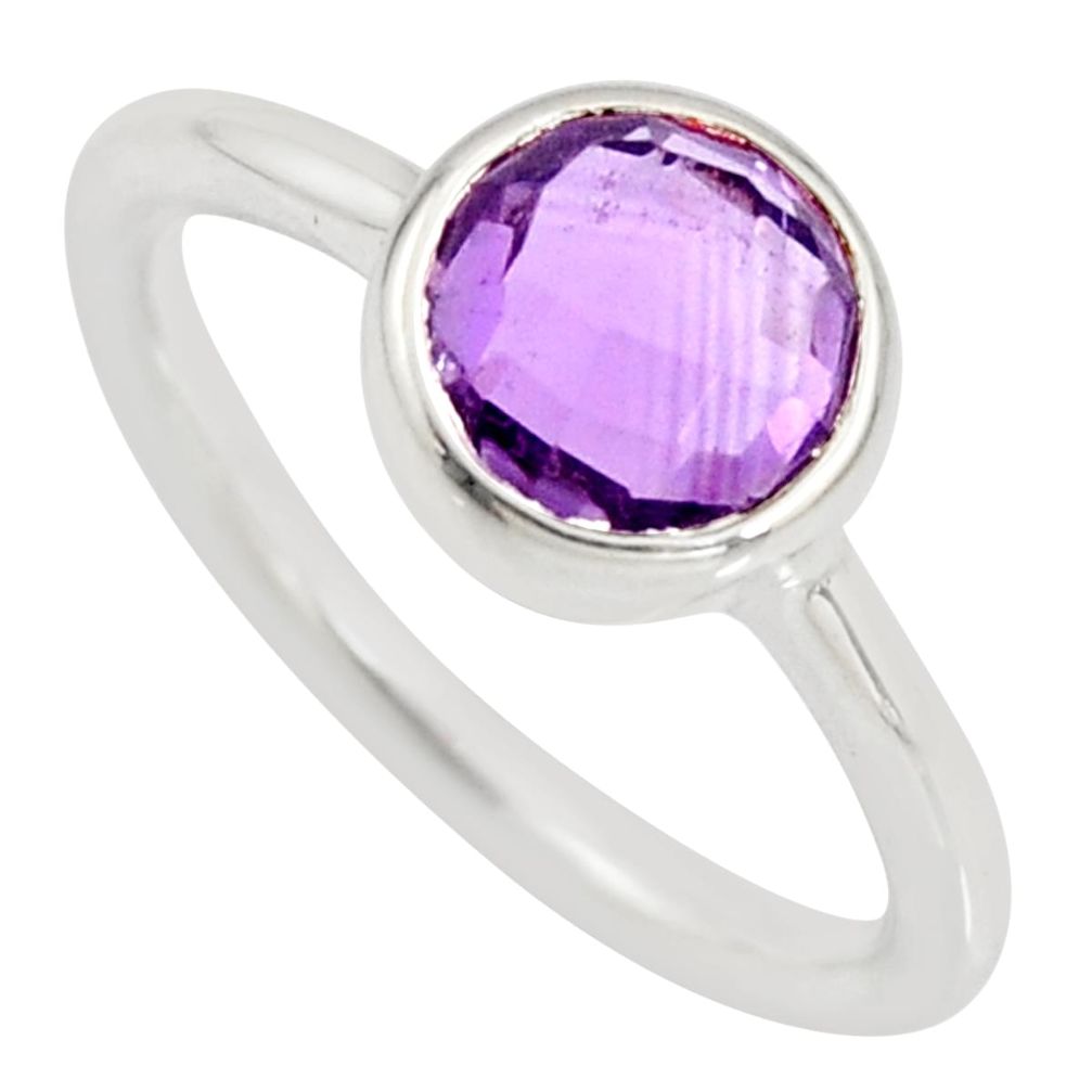 3.01cts natural purple amethyst 925 silver solitaire ring size 7.5 r10561