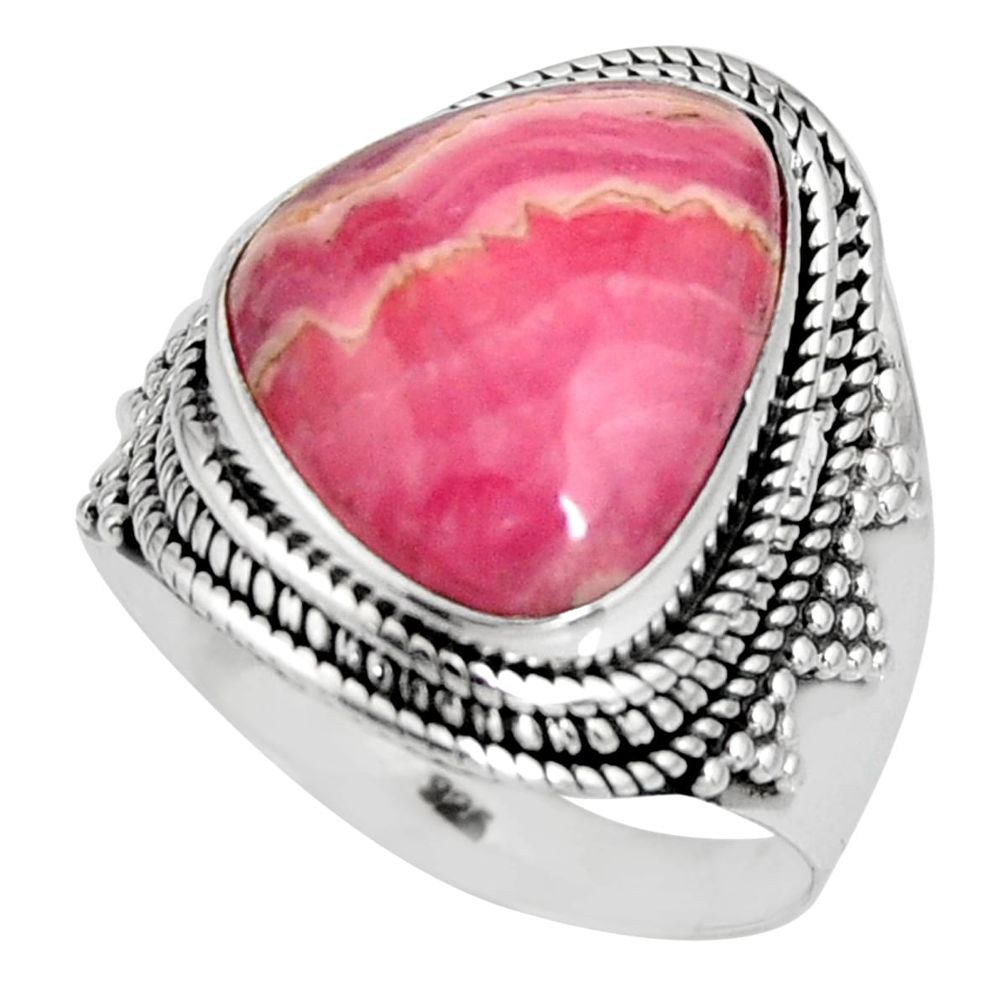 9.72cts natural rhodochrosite inca rose 925 silver solitaire ring size 9 r10583