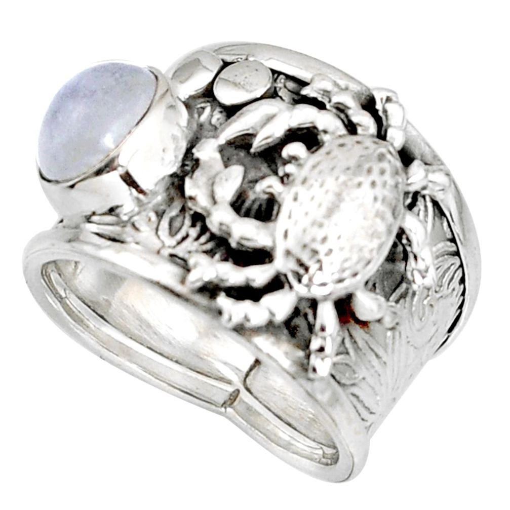 2.24cts natural rainbow moonstone 925 silver crab solitaire ring size 7.5 r10685