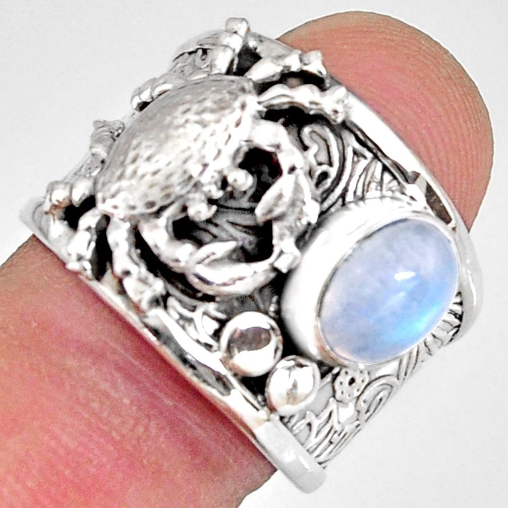 925 silver 2.31cts natural rainbow moonstone crab solitaire ring size 8 r10694