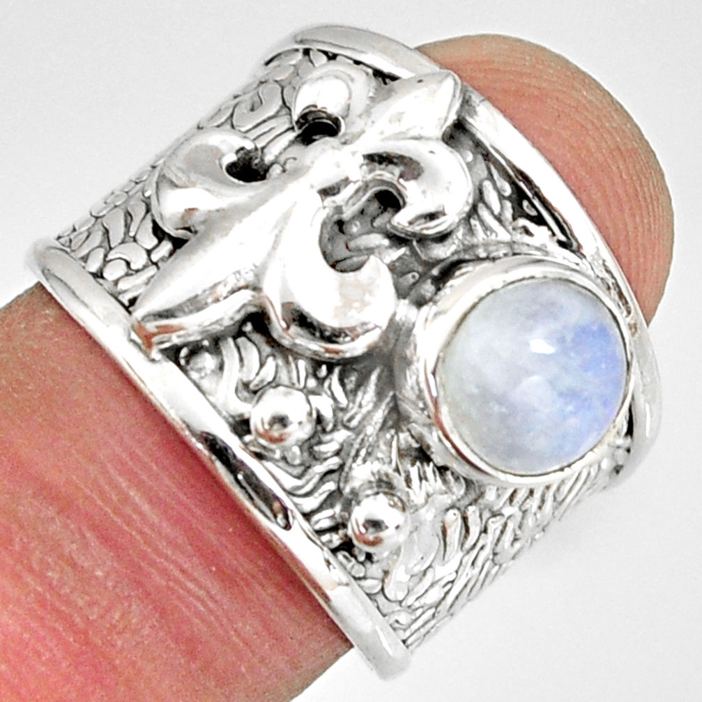 2.50cts natural rainbow moonstone 925 silver solitaire ring size 7 r10697