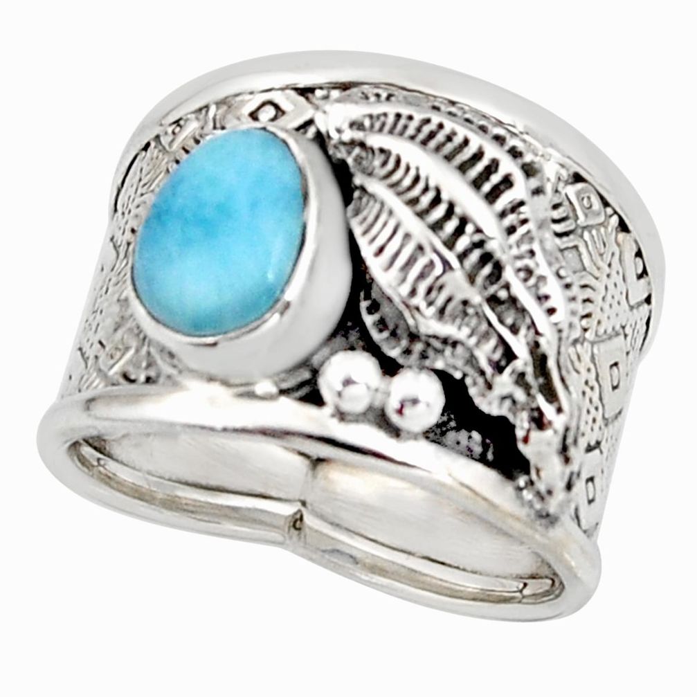 2.24cts natural blue larimar 925 silver solitaire ring jewelry size 8 r10712