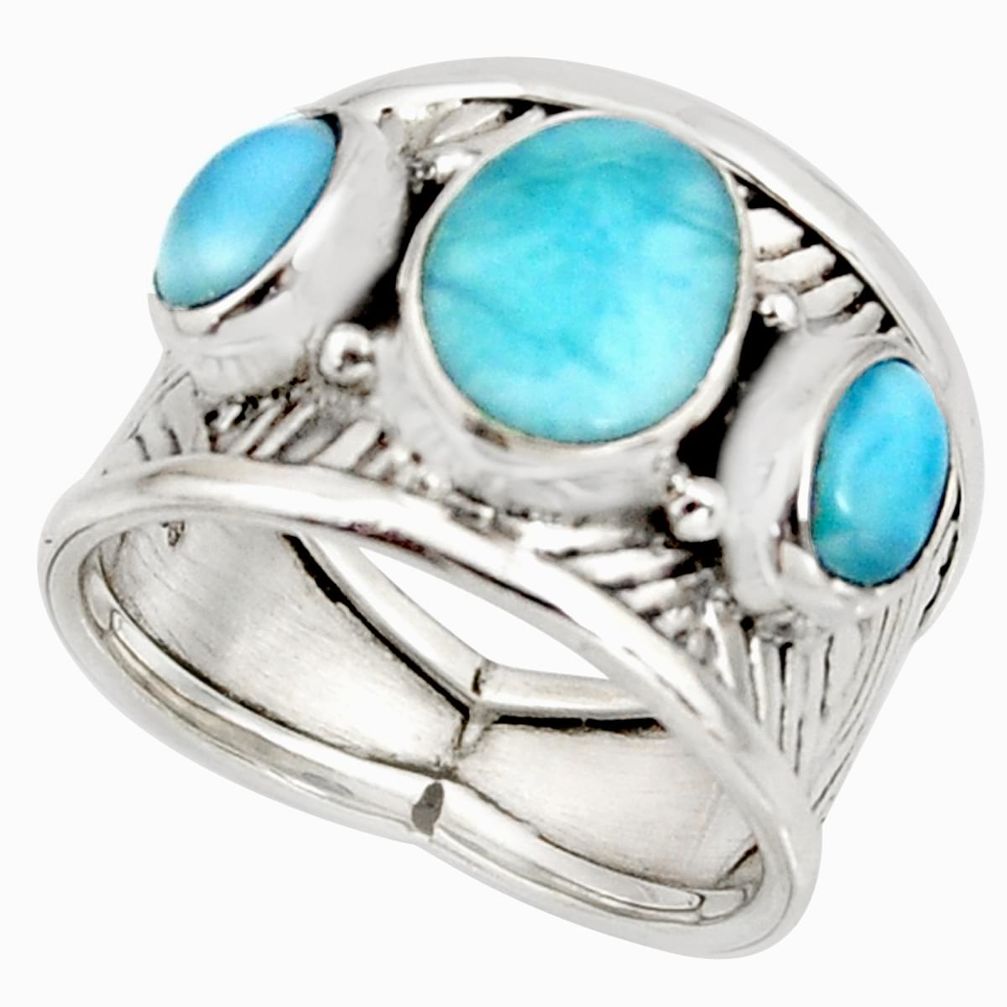 5.51cts natural blue larimar 925 sterling silver ring jewelry size 7.5 r10723