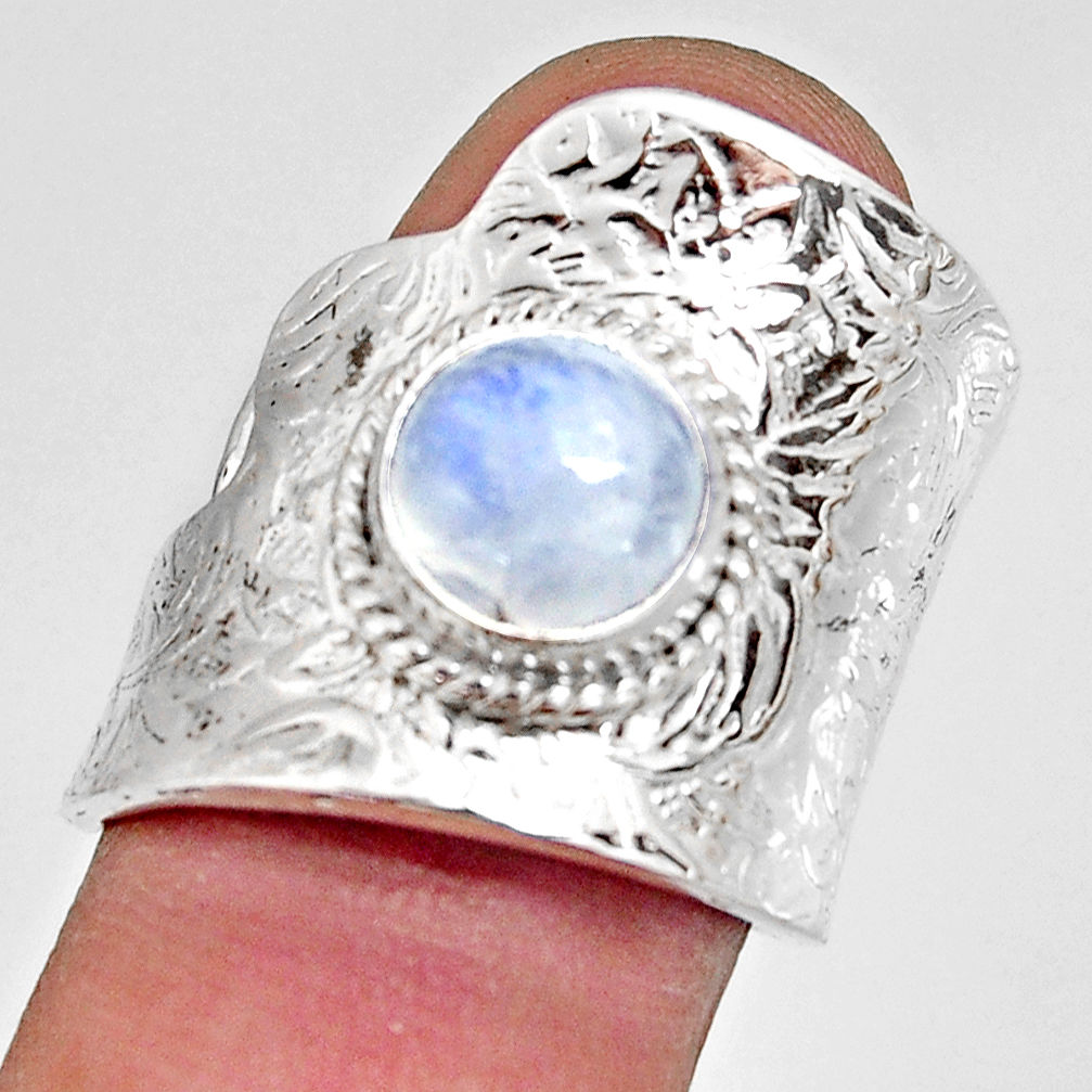 3.24cts natural rainbow moonstone 925 silver adjustable ring size 6.5 r10741