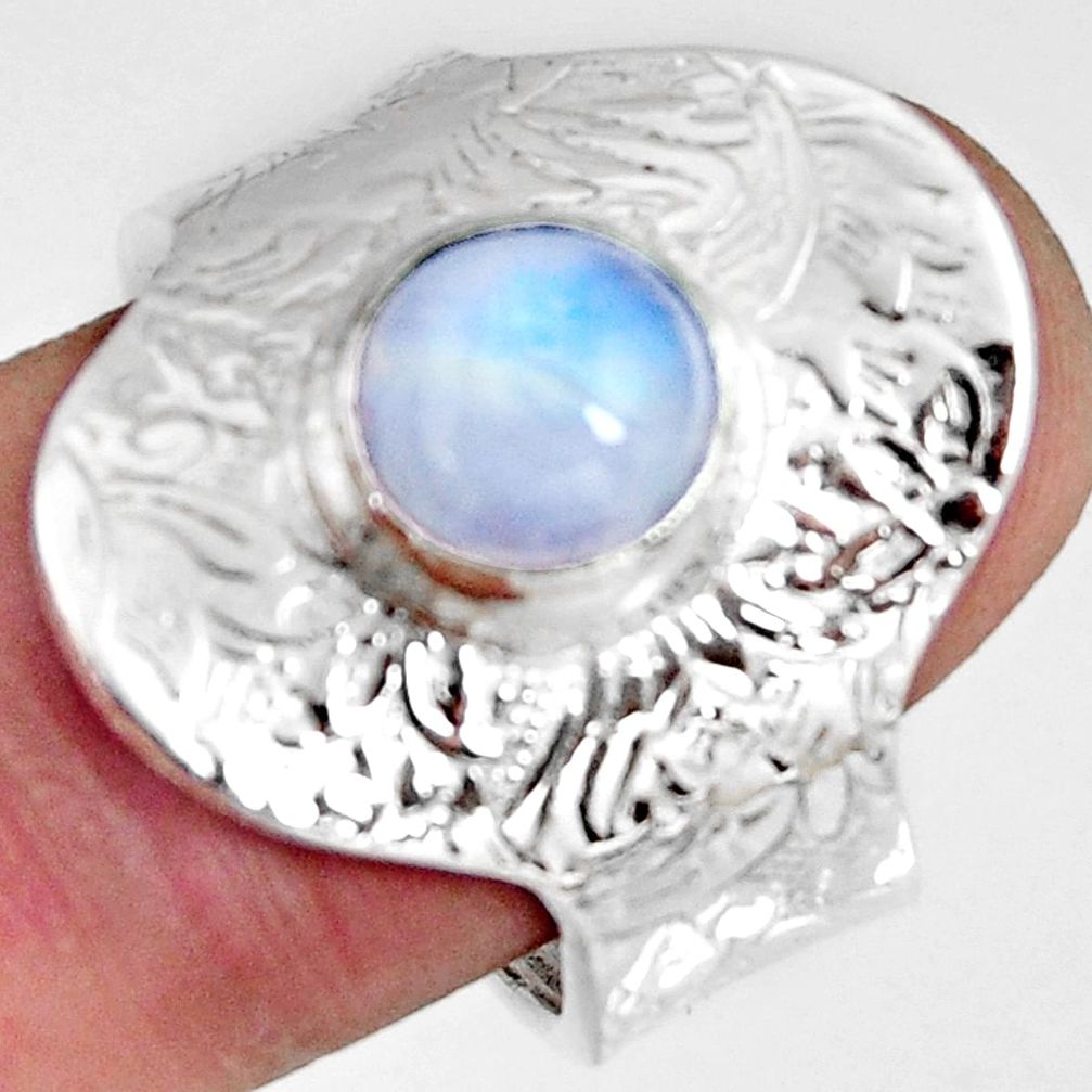 925 silver 3.41cts natural rainbow moonstone adjustable ring size 9 r10748